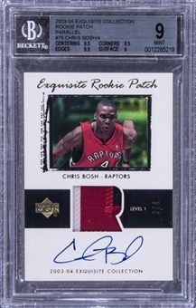 2003-04 UD "Exquisite Collection" Rookie Patch Parallel (RPP) #75 Chris Bosh Signed Patch Rookie Card (#2/4) – BGS MINT 9/BGS 10